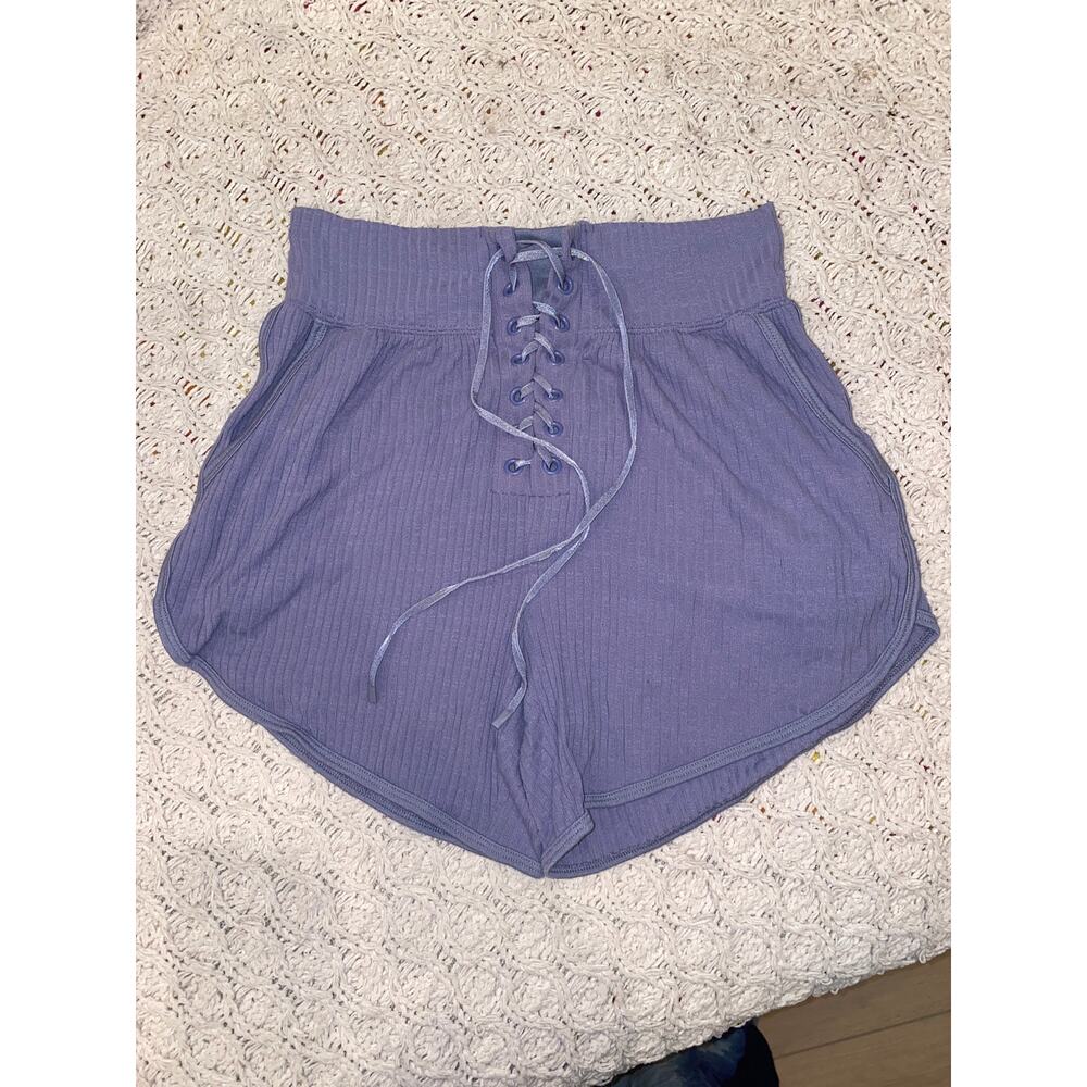 Free People Movement Can’t Handle This Rib Shorts Lace Up Lilac Size small - Picture 1 of 4